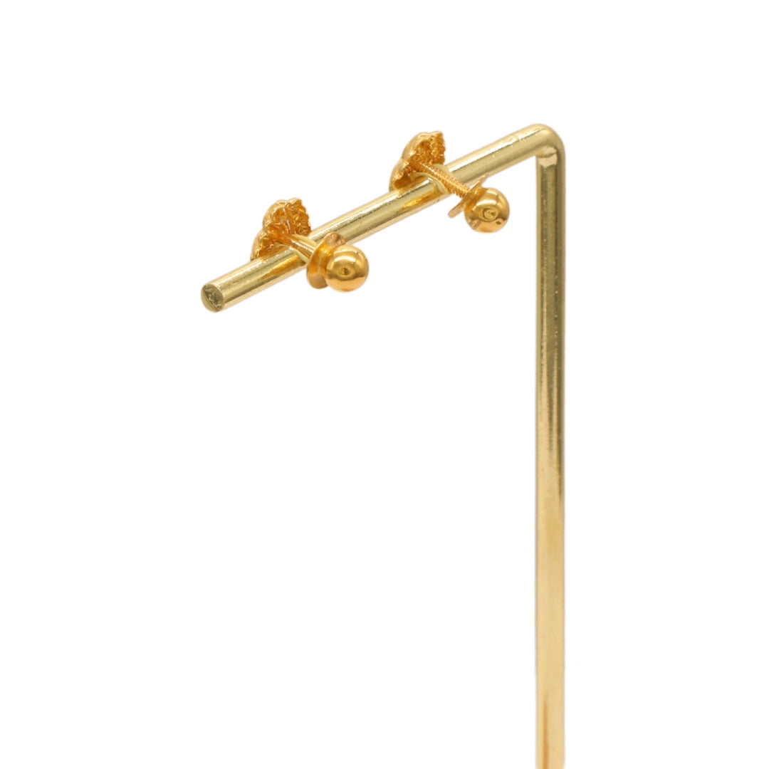Gold 22KT Tri-Floral Stud Earrings