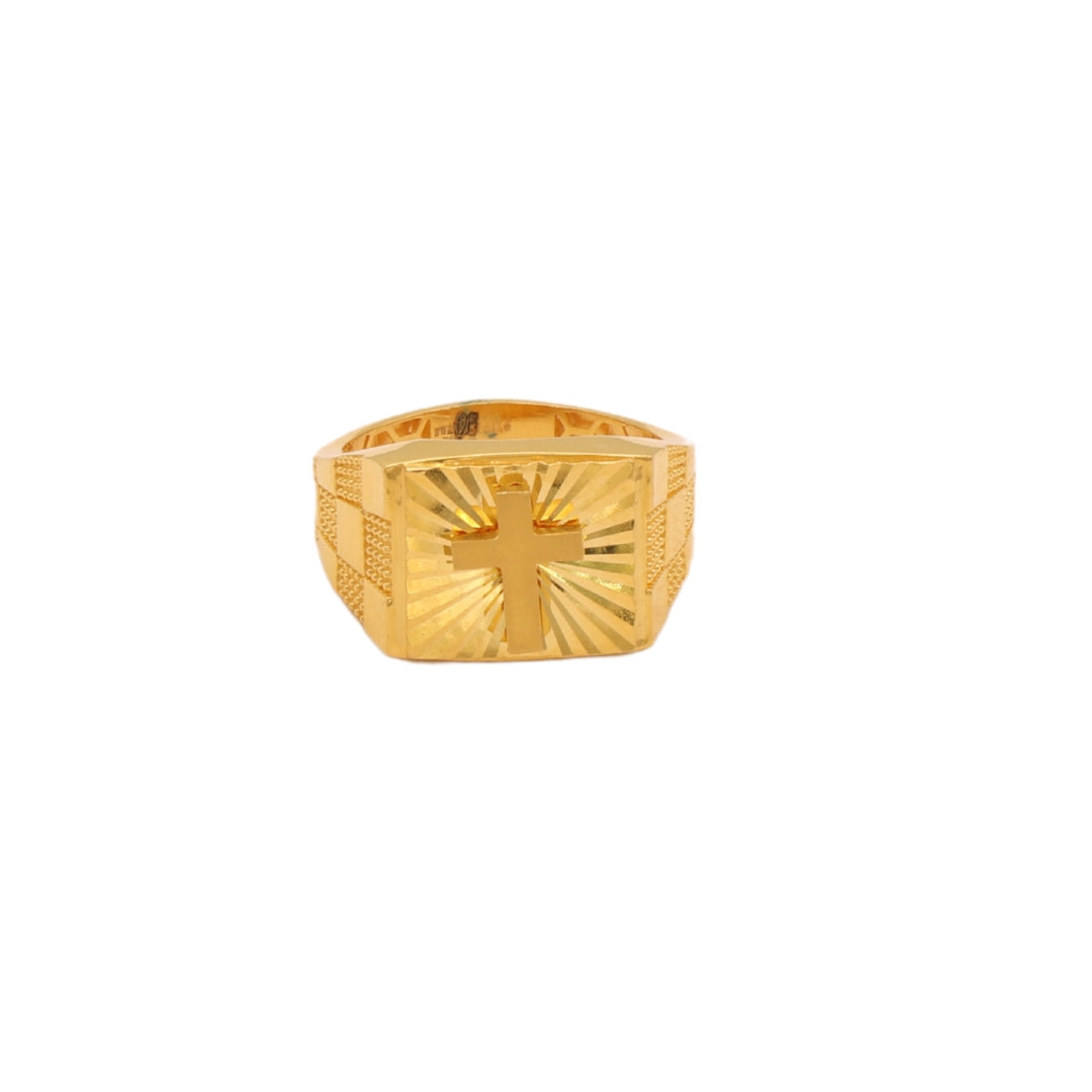Gold 22KT Men's Cross Design Ring