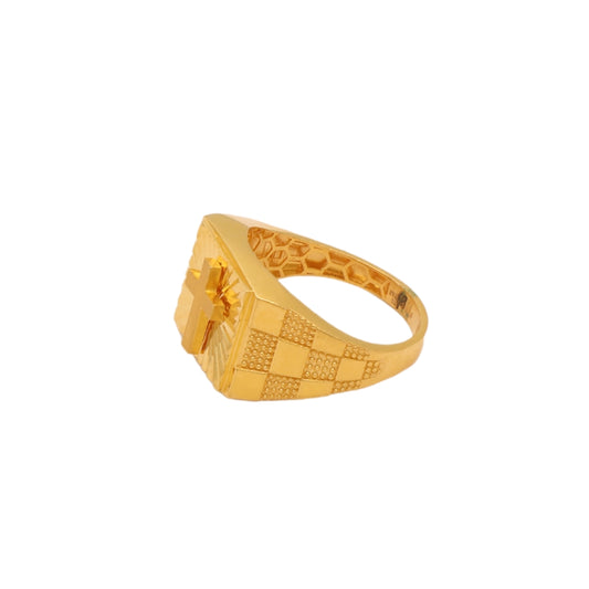 Gold 22KT Men's Cross Design Ring