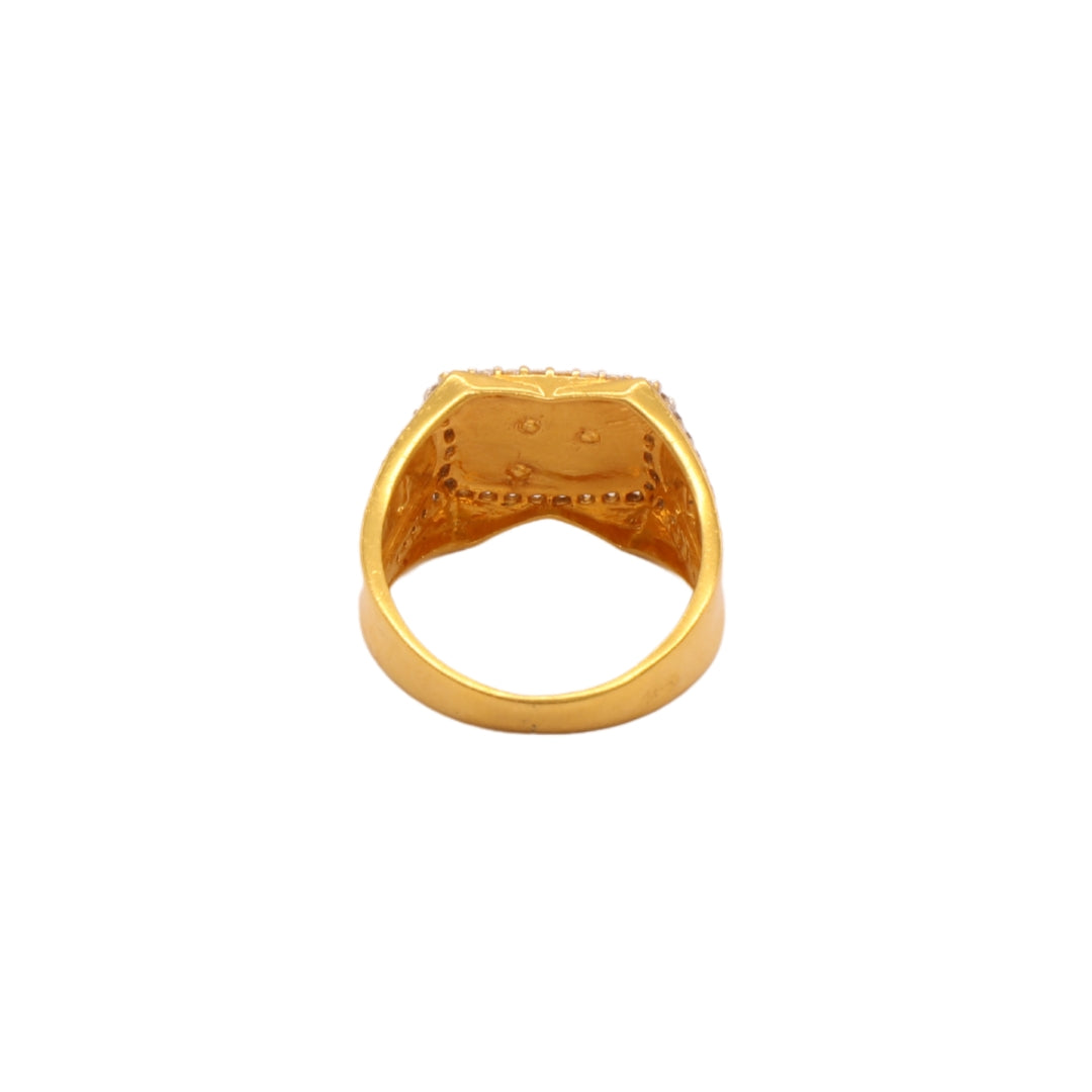 Gold 22KT Men's Horse Design Ring with CZ Stones