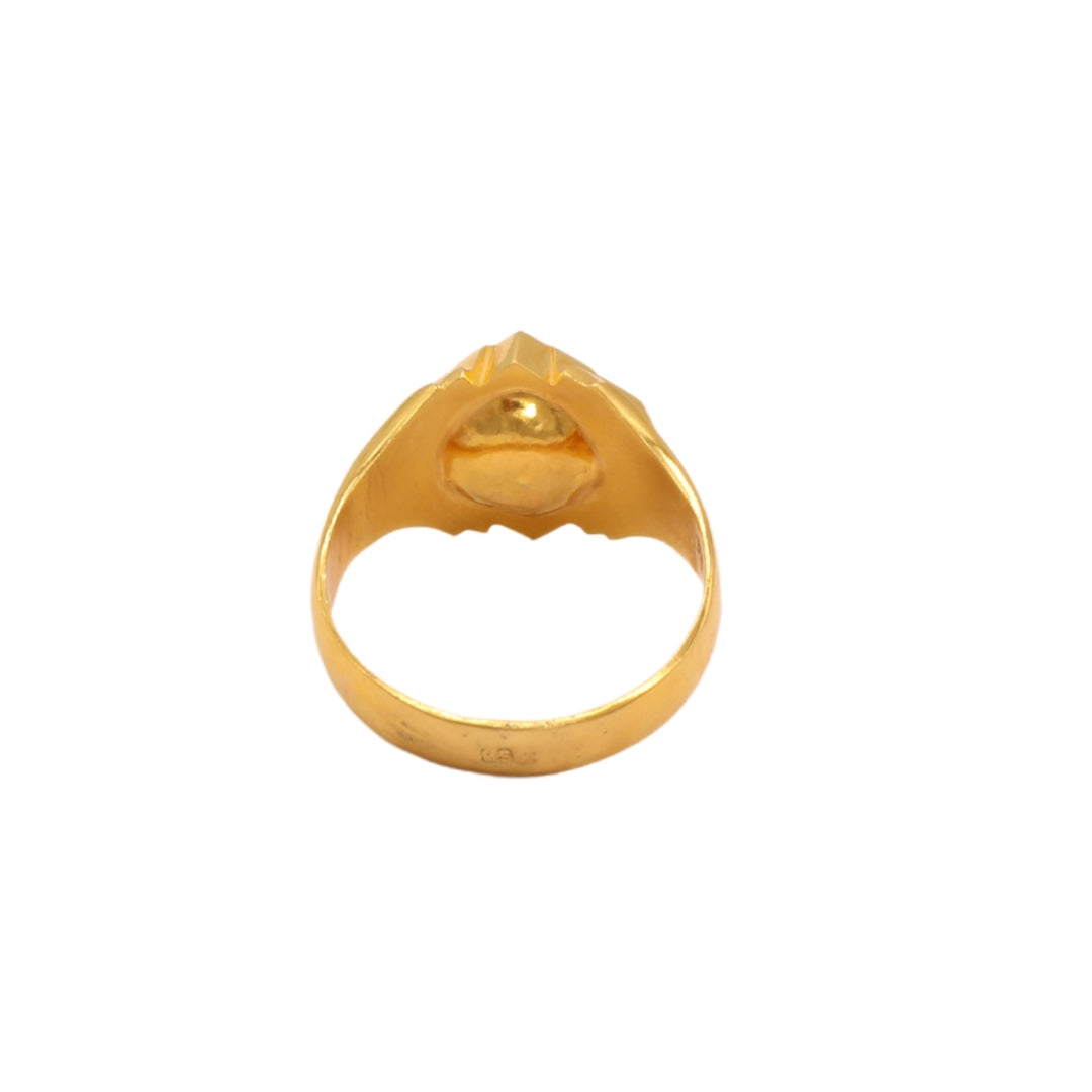 Gold 22KT Men's Green Stone Ring