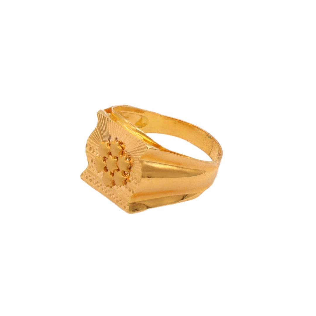 Gold 22KT Men's Floral Block Design Ring