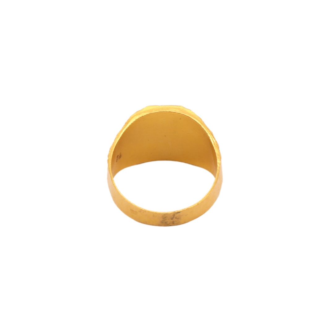 Gold 22KT Men's Textured Square Face Ring
