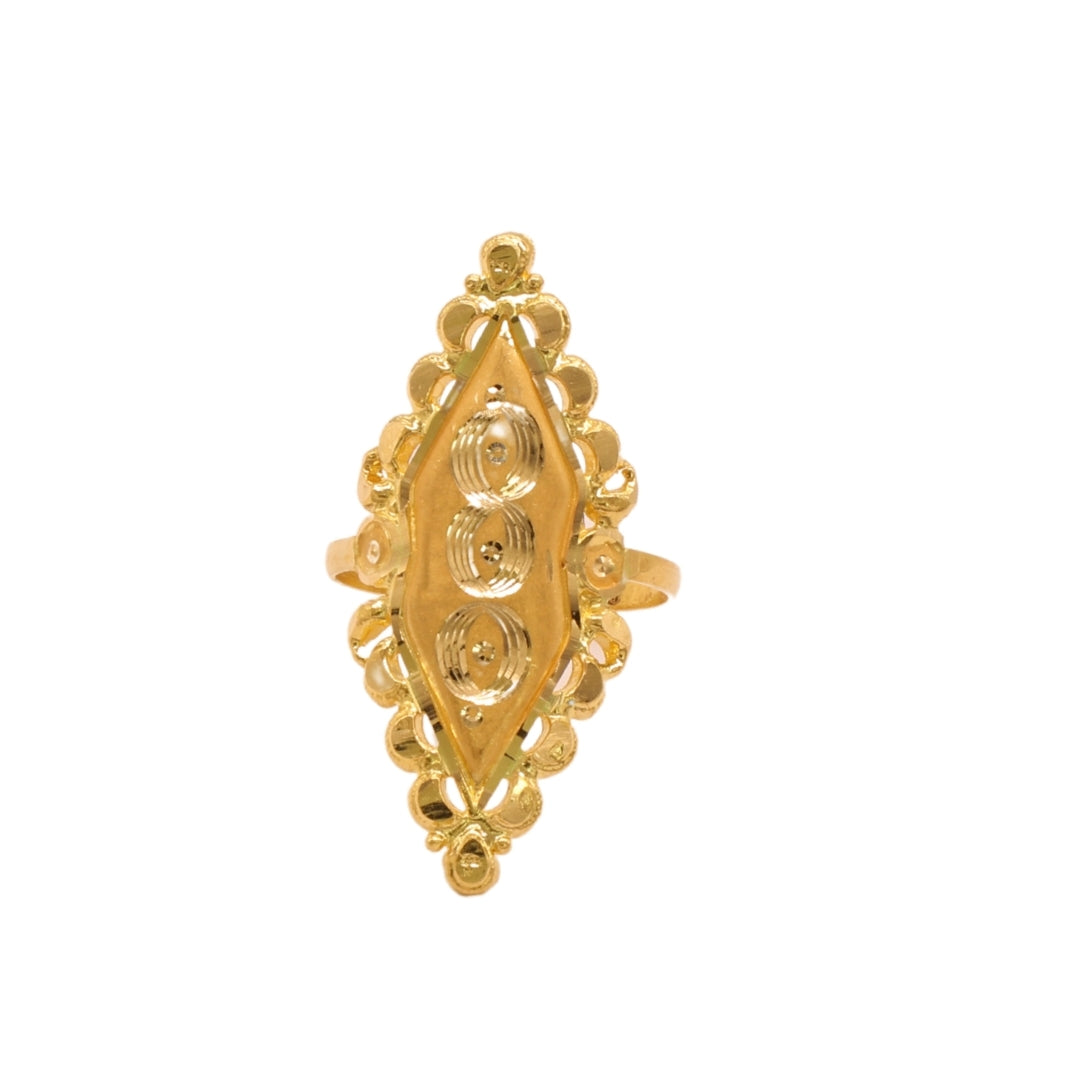 Gold 22KT Three-Circle Marquise Ring