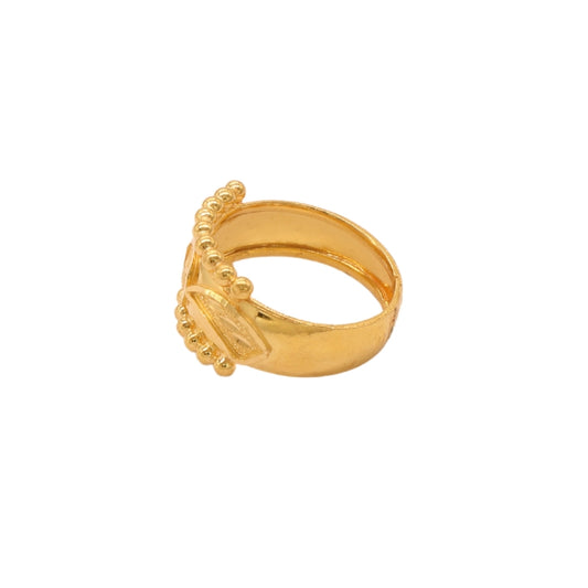 Gold 22KT Round Motif Beaded Band Ring
