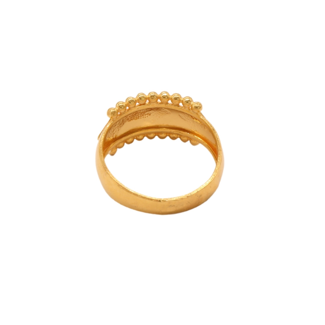 Gold 22KT Round Motif Beaded Band Ring