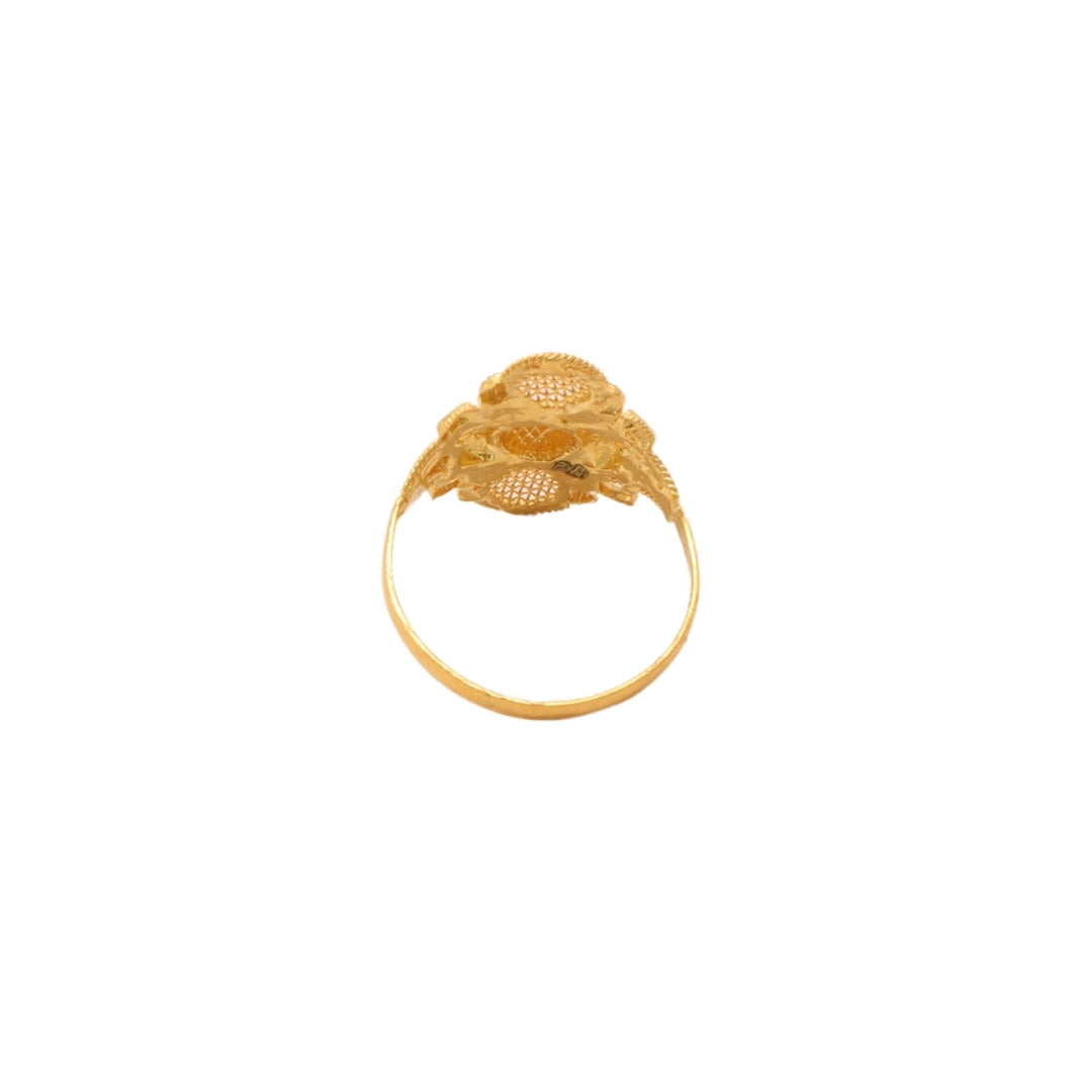 Gold 22KT Floral Diamond-Cut Ring