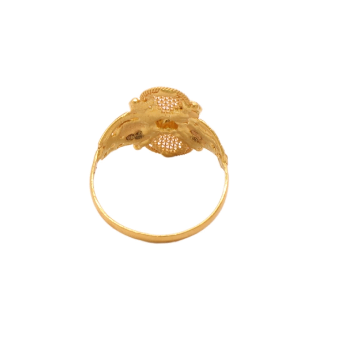 Gold 22KT Mesh Floral Gemstone Ring