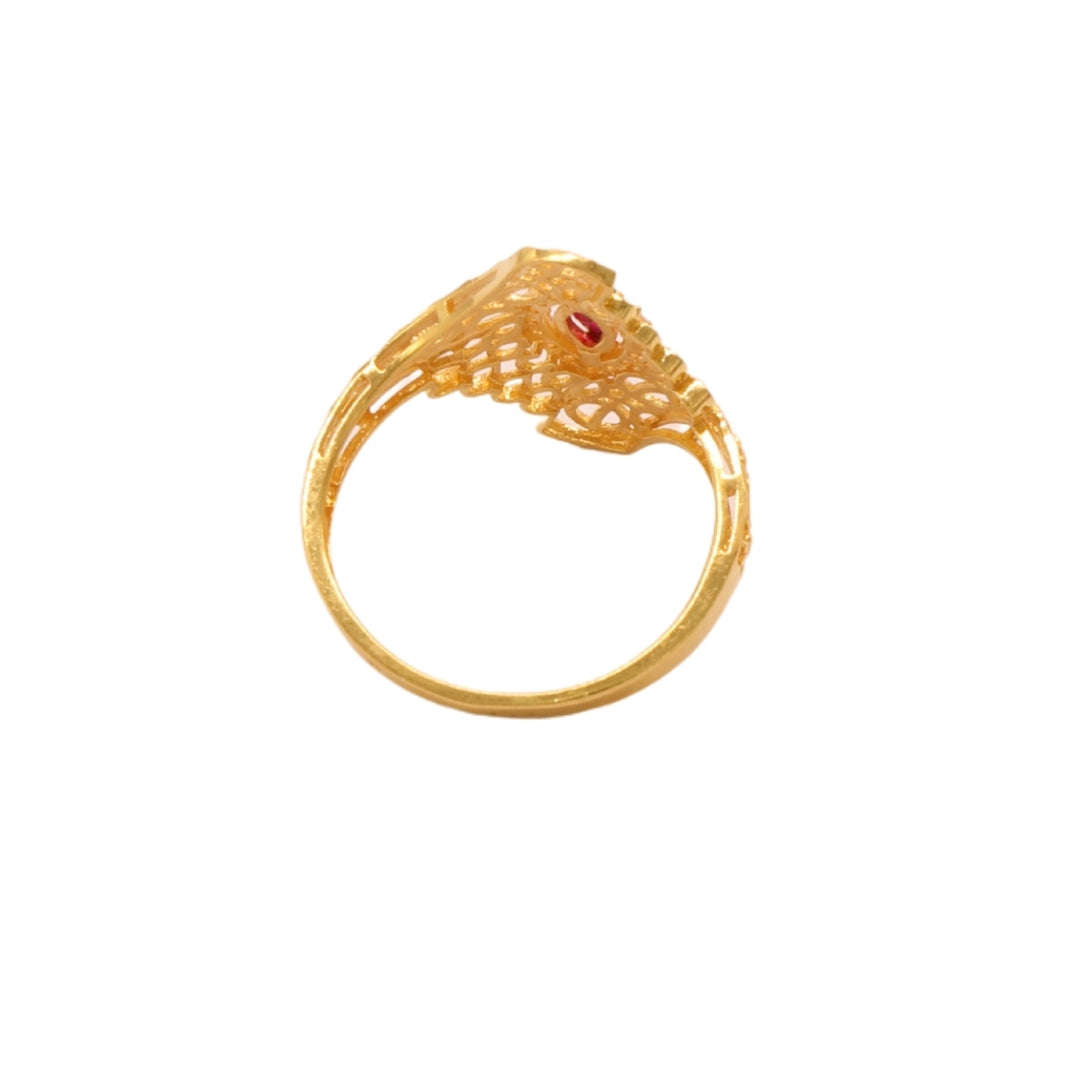 Gold 22KT Ruby Stone Cutwork Ring